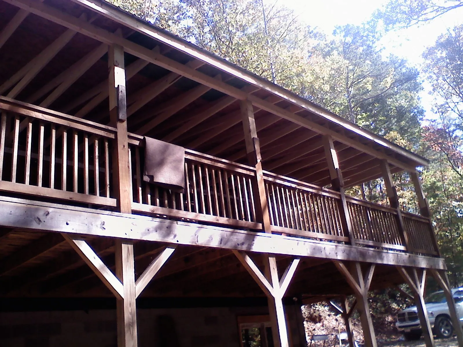 Timber framing under a new elevated porch and deck in Apalachicola